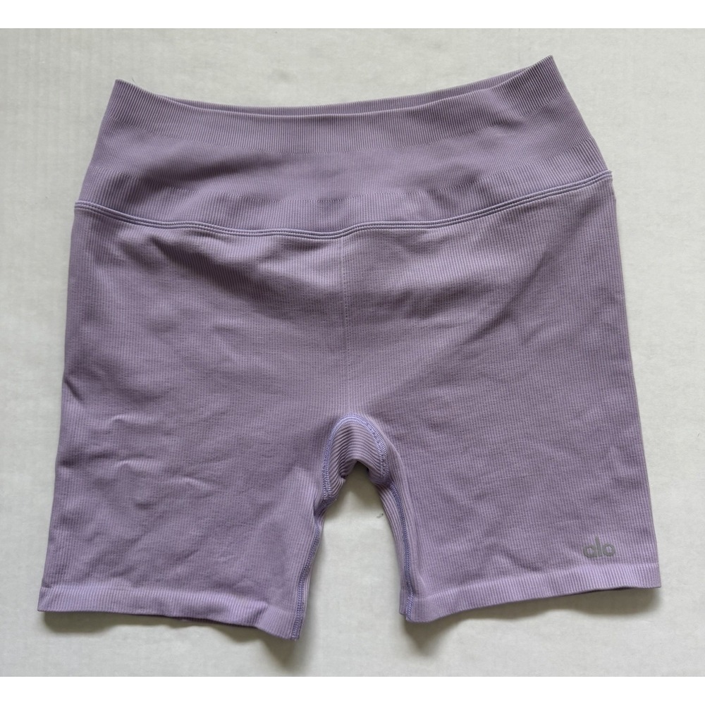 Alo Yoga High Rise Biker Shorts Lavender Purple Women's Athletic Compression